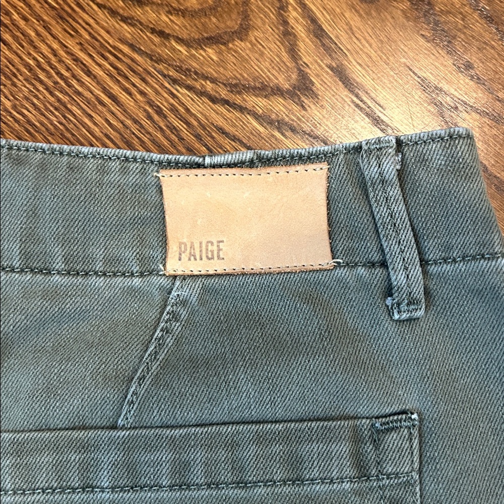 PAIGE Mayslie High Waist Cutoff Utility Shorts Size 27 Vintage Ivy Green - Picture 8 of 8